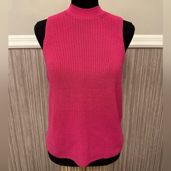 Ann Taylor Tops - Ann Taylor Pink Mock Neck Sweater Vest Chunky Knit Sleeveless XL NWT